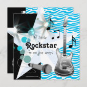 Aquamarin Blue Zebra Rock Star Babydusche Einladung (Vorne/Hinten)