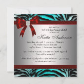 Aquamarin Blue Zebra Sweet 16 Masquerade Party Einladung (Rückseite)