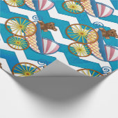 Aquamarin Blue Zickzack Baby Carriage Pattern Geschenkpapier (Ecke)
