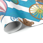 Aquamarin Blue Zickzack Baby Carriage Pattern Geschenkpapier (Rolleneckpunkt)