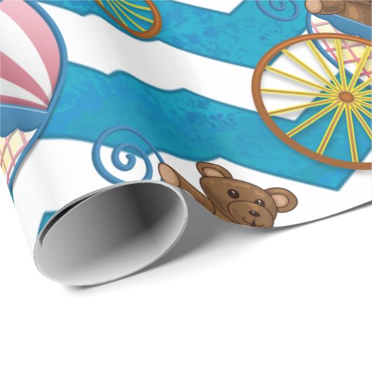 Aquamarin Blue Zickzack Baby Carriage Pattern Geschenkpapier (Rolleneckpunkt)