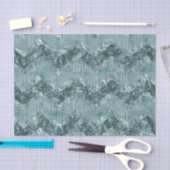 Aquamarin Blue Zickzack Zigzag Streifen Seidenpapier (Handwerk)