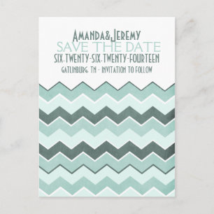 Aquamarin Blue Zig Zag Save the Date Ankündigungspostkarte