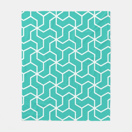 Aquamarin Blue Zigzag Modernes Art-Deko Geometrisc Fleecedecke (Vorderseite)