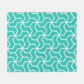 Aquamarin Blue Zigzag Modernes Art-Deko Geometrisc Fleecedecke (Vorderseite (Horizontal))