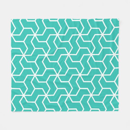 Aquamarin Blue Zigzag Modernes Art-Deko Geometrisc Fleecedecke (Vorderseite (Horizontal))