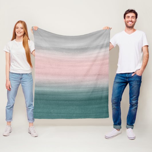 Aquamarin Blush Gray Watercolor, Abstrakt Nr. 1 Fleecedecke (Beispiel)