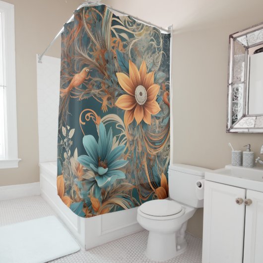 Aquamarin Boho Blume Duschvorhang Art 2 (Beispiel)