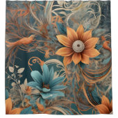 Aquamarin Boho Blume Duschvorhang Art 2 (Vorderseite)