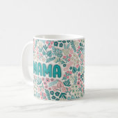 Aquamarin Boho Blume Mama Kaffeetasse (Vorderseite Links)