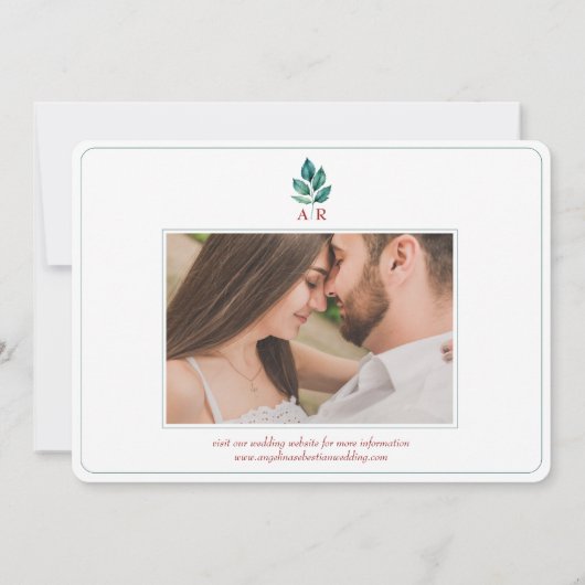 Aquamarin Boho Hochzeit im Herbst Save The Date (Rückseite)