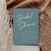 Aquamarin | Boho Minimalistisch Script Brautparty Folieneinladung