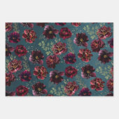 Aquamarin Bordeaux Jewel Tone Burgundy Peony Weddi Geschenkpapier Set (Vorderseite 2)