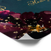 Aquamarin Bordeaux Jewel Tone Wedding Signs Matte Poster (Ecke)