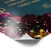 Aquamarin Bordeaux Jewel Tone Wedding Signs Satin Fotodruck (Ecke)