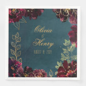 Aquamarin Bordeaux Jewel Tones Wedding Serviette (Vorderseite)