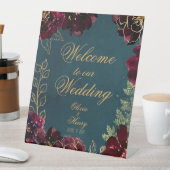 Aquamarin Bordeaux Jewel Tones Wedding Sockelschild (In Situ)