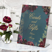 Aquamarin Bordeaux Jewel Tones Wedding Sockelschild