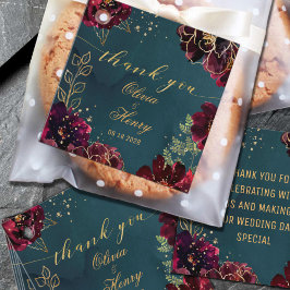 Aquamarin Bordeaux Jewel Tones Wedding Vielen Dank Geschenkanhänger