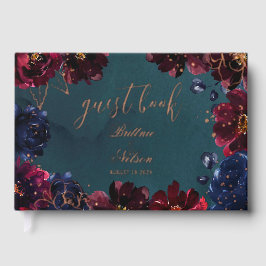 Aquamarin Bordeaux Sapphire Jewel Tone Rose Gold Gästebuch
