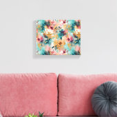 Aquamarin-braun-Abstraktes Malen Blumenmuster Leinwanddruck (Insitu (Wohnzimmer))