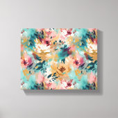 Aquamarin-braun-Abstraktes Malen Blumenmuster Leinwanddruck (Vorderseite)
