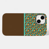 Aquamarin & braun Cheetah Print Phone Case (Rückseite (Horizontal))
