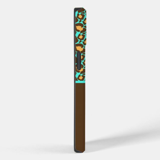 Aquamarin & braun Cheetah Print Phone Case (Rückseite / Rechts)