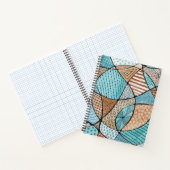 Aquamarin & Braun Doodle Art Spiralfilm Notizblock (Innenseite)
