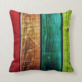 Aquamarin-Brauner Rot- und Grünstreifen-Kissen Kissen