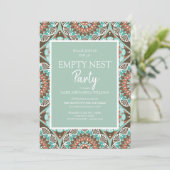 Aquamarin Brown Mandela Pattern Empty Nest Party Einladung (Stehend Vorderseite)