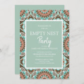 Aquamarin Brown Mandela Pattern Empty Nest Party Einladung (Vorne/Hinten)