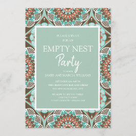 Aquamarin Brown Mandela Pattern Empty Nest Party Einladung