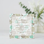 Aquamarin Brown Tan Olive Floral Abstrakt Post Wed Einladung (Stehend Vorderseite)