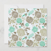 Aquamarin Brown Tan Olive Floral Abstrakt Post Wed Einladung (Rückseite)
