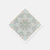 Aquamarin Brown Watercolor Mandala Serviette (Ecke)