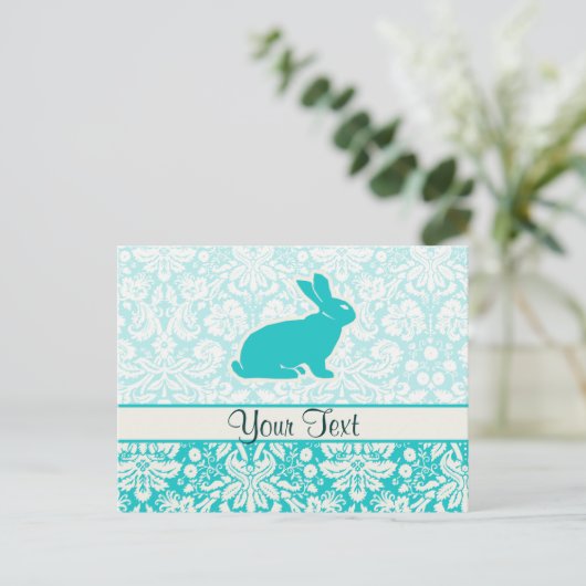 Aquamarin Bunny Postkarte (Stehend Vorderseite)