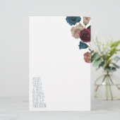 Aquamarin, Burgund, Beige Rose Persönliche Station (Stehend Vorderseite)