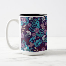 Aquamarin & Burgund Blume Elegante Zweifarbige Tasse