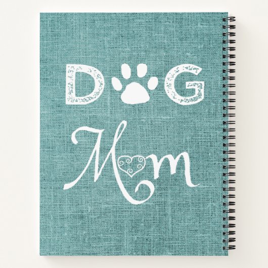 Aquamarin Burlap Dog Mama Notebook Notizblock (Rückseite)