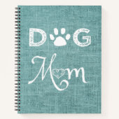 Aquamarin Burlap Dog Mama Notebook Notizblock (Vorderseite)