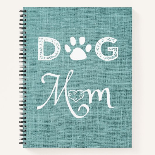 Aquamarin Burlap Dog Mama Notebook Notizblock (Vorderseite)