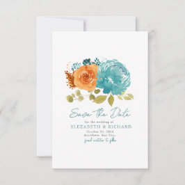 Aquamarin Burnt Orange Bouquet Fall Floral Save The Date