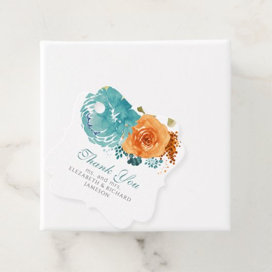 Aquamarin Burnt Orange Fall Floral Wedding Vielen Geschenkanhänger (Beispiel)