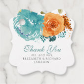 Aquamarin Burnt Orange Fall Floral Wedding Vielen Geschenkanhänger (Vorderseite)