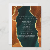 Aquamarin, Burnt Orange & Gold Agate Probe Abendes Einladung (Vorderseite)