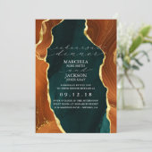 Aquamarin, Burnt Orange & Gold Agate Probe Abendes Einladung (Stehend Vorderseite)