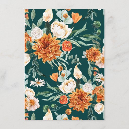 Aquamarin Burnt Orange Rustic Hochzeit im Herbst E Begleitkarte (Rückseite)