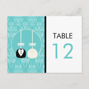 Aquamarin Cake Pop Tischnummer Card