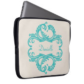 Aquamarin-Chic Damask Laptop-Sieb Laptopschutzhülle (Vorne Rechts)